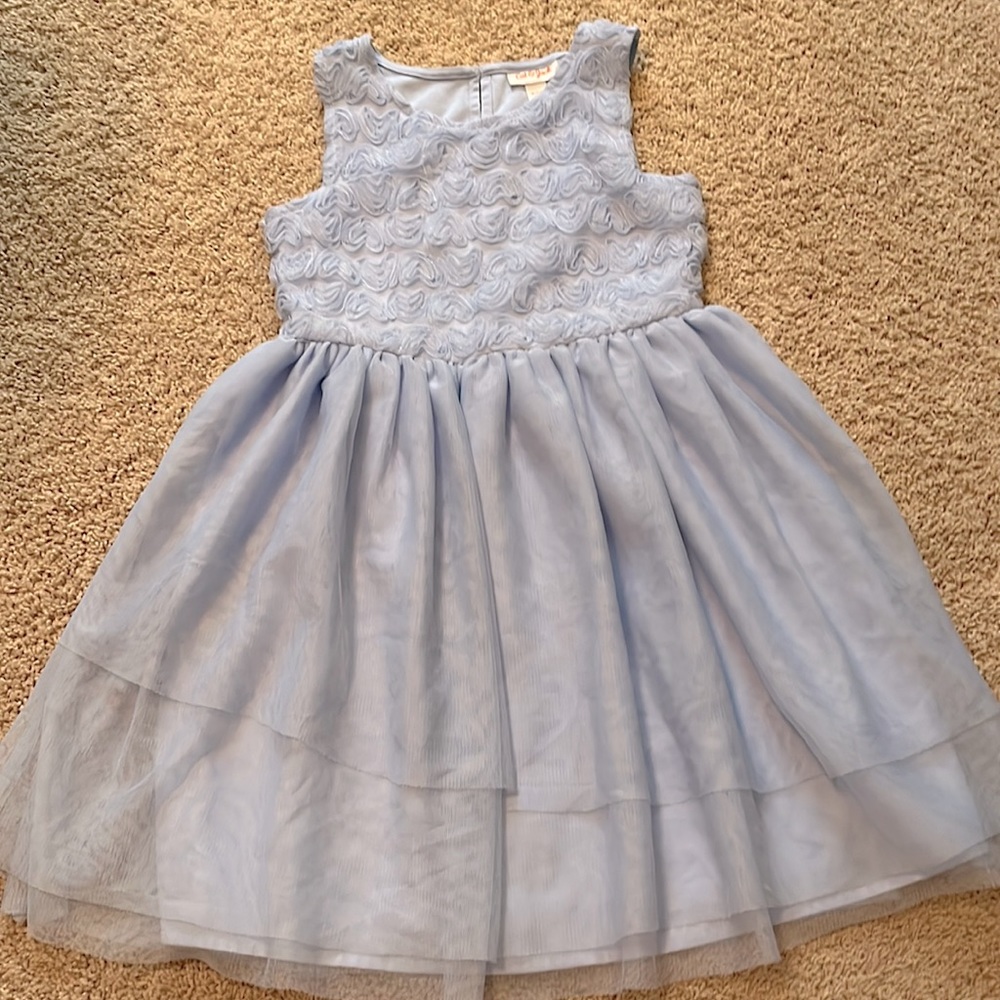 Light Blue girls dress with tulle layered bottom